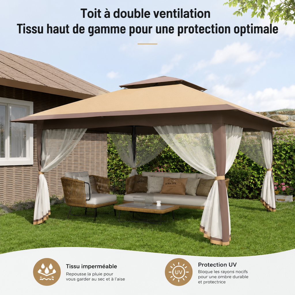 Barnum de Jardin 3x3m - Double Toit & Moustiquaire