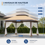 Barnum de Jardin 3x3m - Double Toit & Moustiquaire