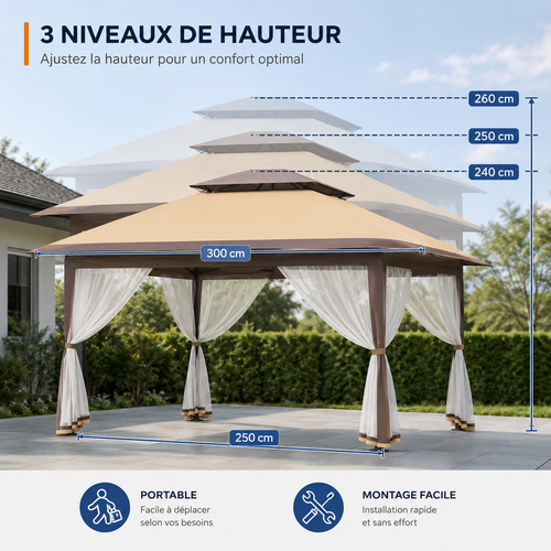 Barnum de Jardin 3x3m - Double Toit & Moustiquaire