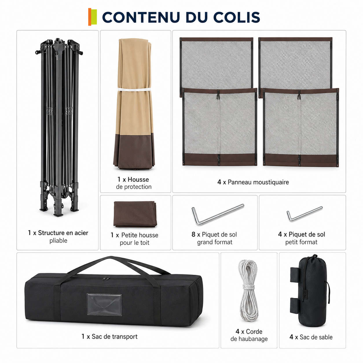 Barnum de Jardin 3x3m - Double Toit & Moustiquaire