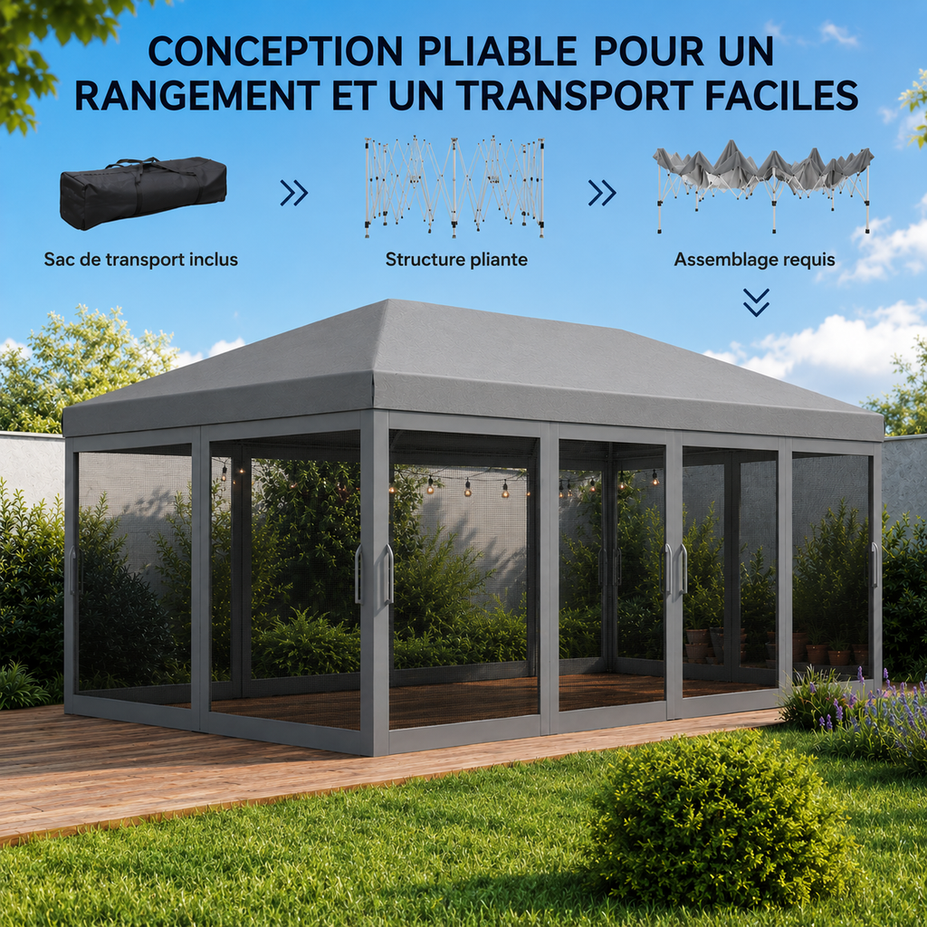 Barnum de Jardin 3x6m - Moustiquaire & Anti-UV (18m²)